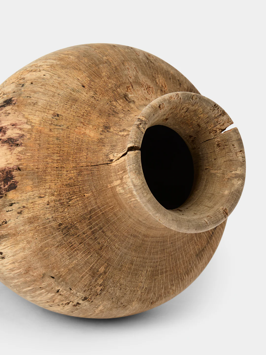 Iida Woodturning Hand-Turned Japanese Stone Oak Earth-Finish Vase (13in/33.5cm)