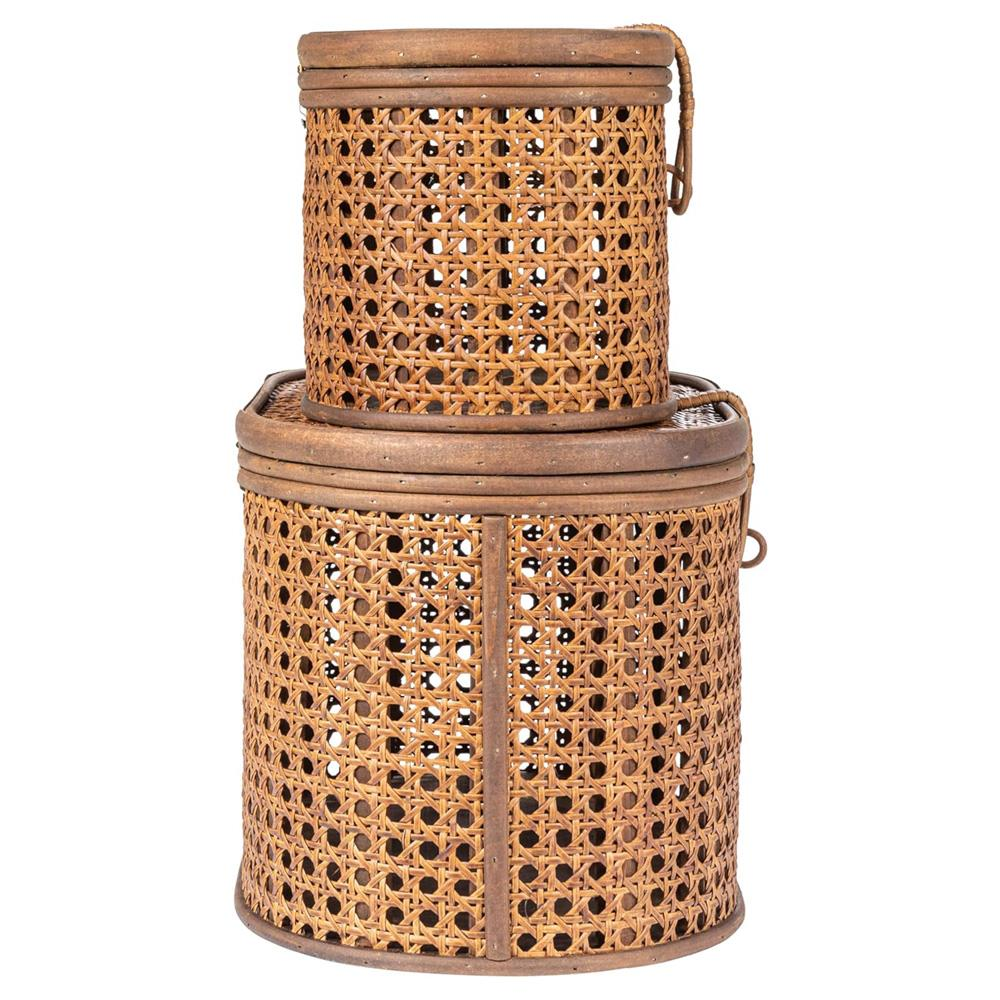 Myrtle Coastal Beach Dark Brown Rattan Decorative Box Set of 2
