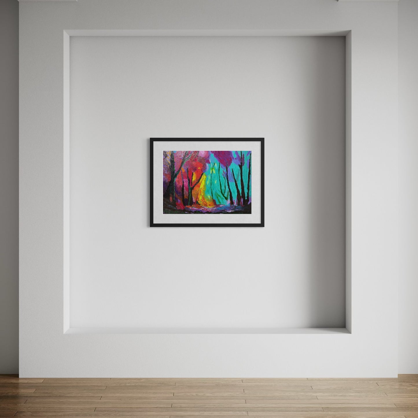 One Of A Kind Original Oil painted | Colorful Forest Landscape Art (27.5 × 19.6 in)