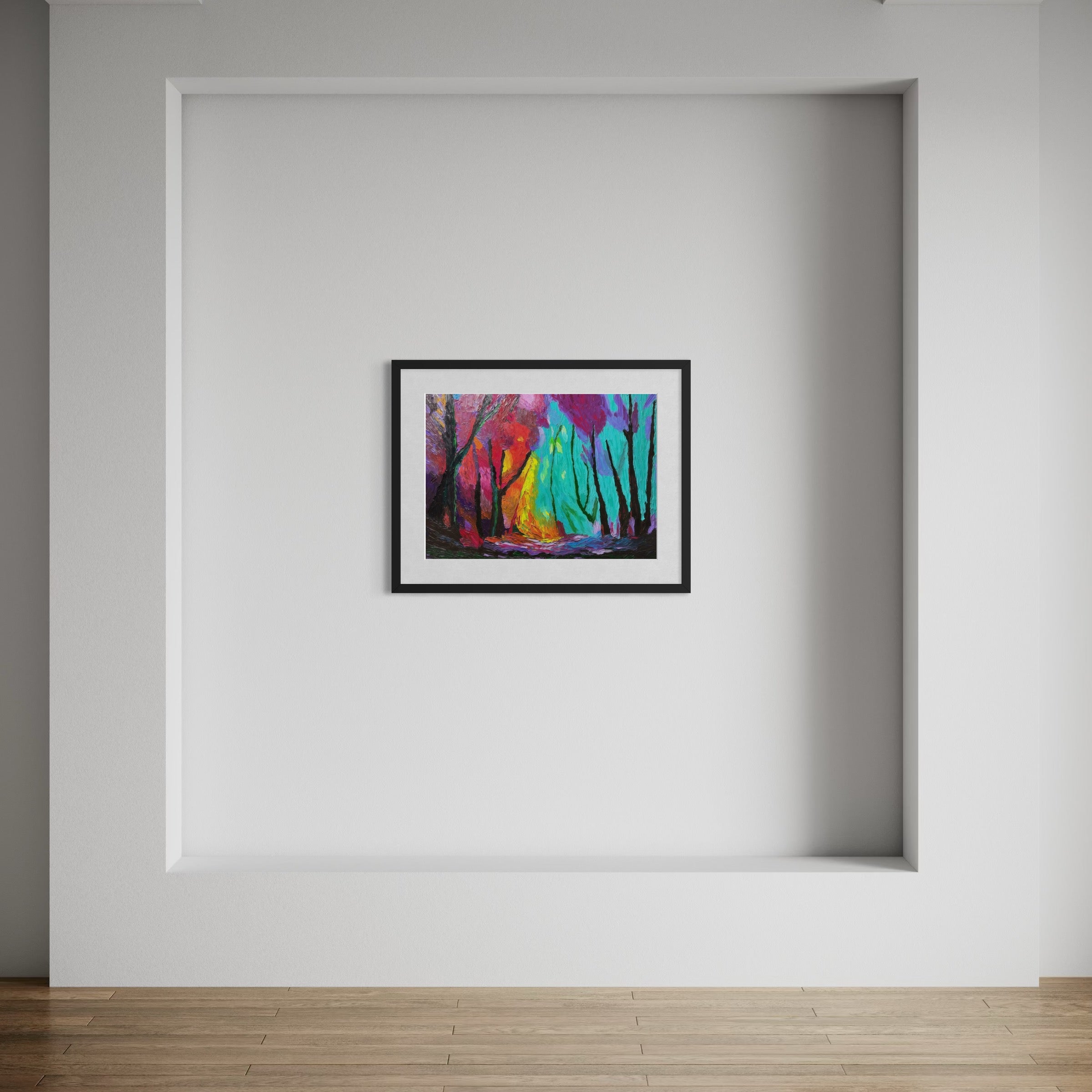 One Of A Kind Original Oil painted | Colorful Forest Landscape Art (27.5 × 19.6 in)