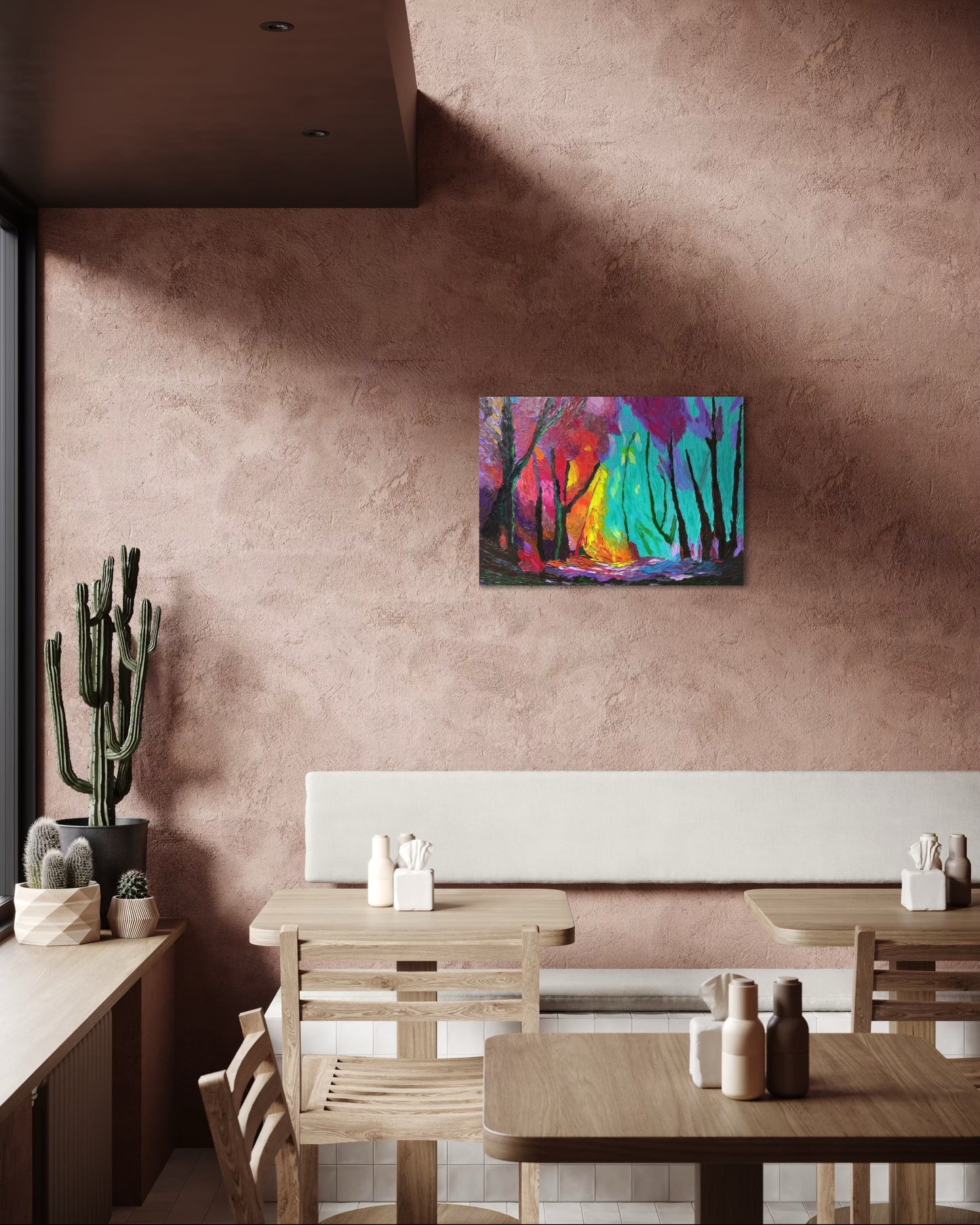 One Of A Kind Original Oil painted | Colorful Forest Landscape Art (27.5 × 19.6 in)