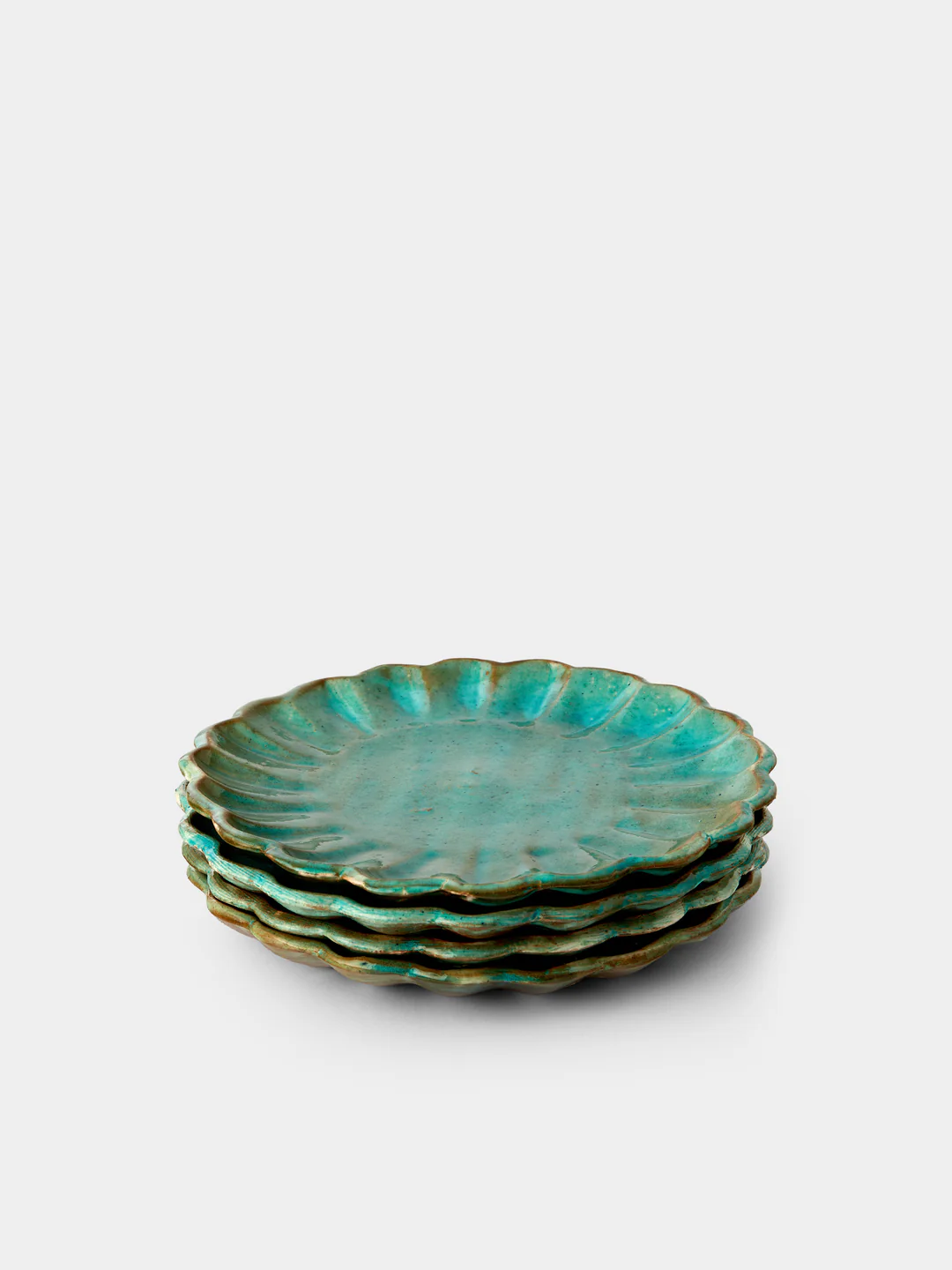 Anut Cairo Scallop Hand-Painted Ceramic Salad / Dessert Plates – 8in/20cm (Set of 4)