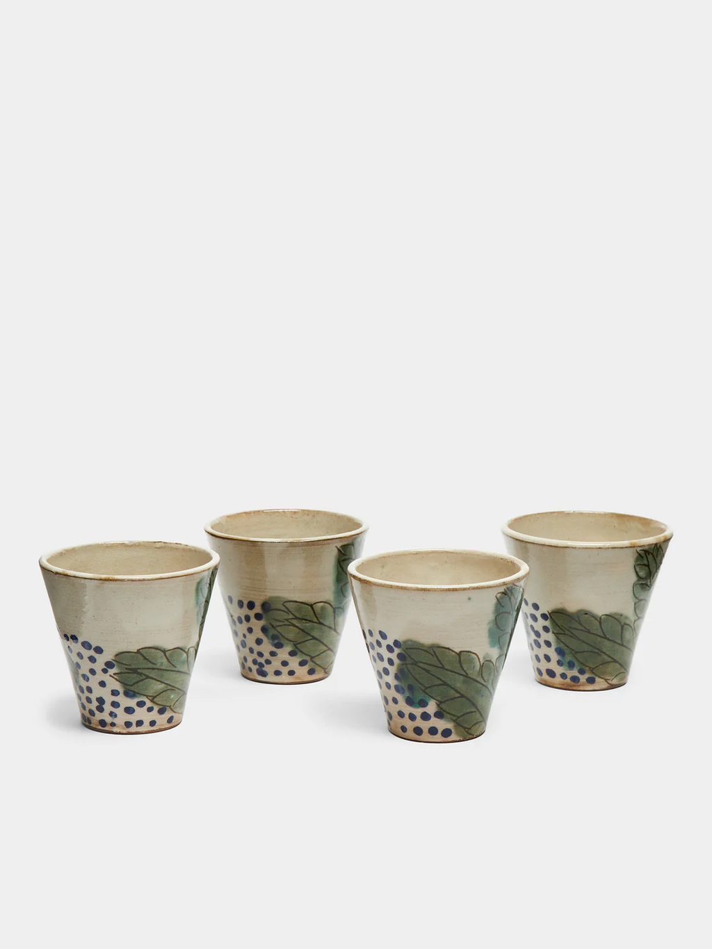 Anut Cairo Leaves Hand-Painted Ceramic Espresso Cups (Set of 4)