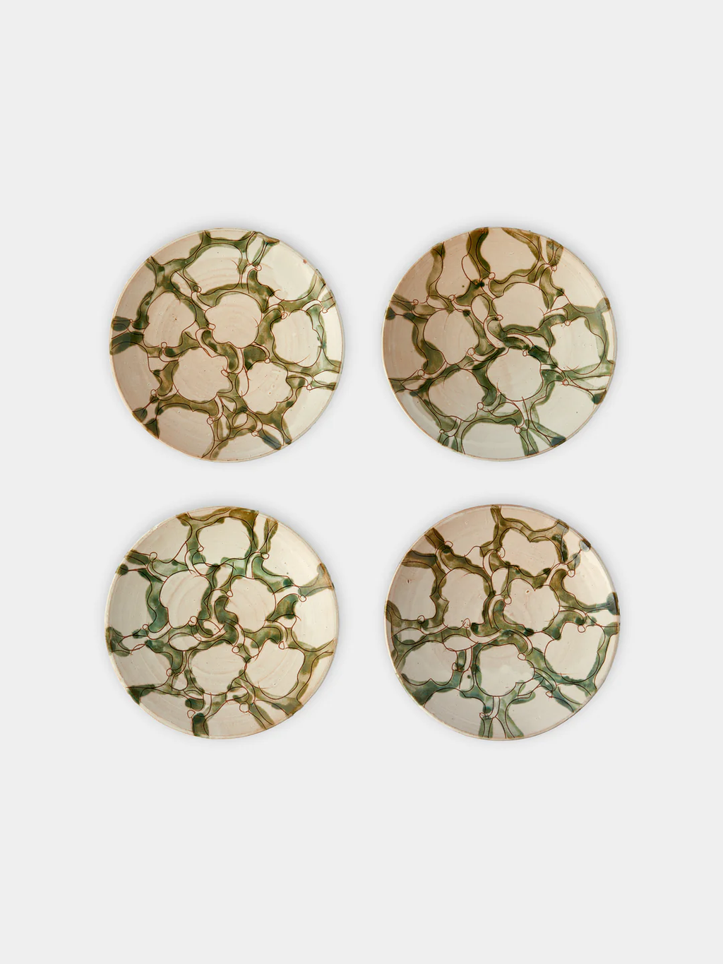 Anut Cairo Cotton Flower Hand-Painted Ceramic Salad / Dessert Plates – 8in/20cm (Set of 4)