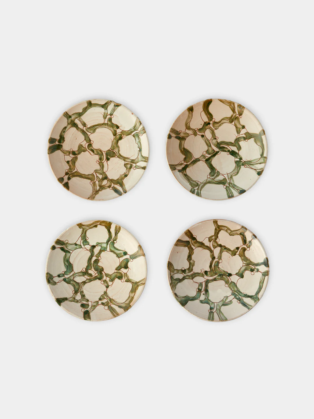 Anut Cairo Cotton Flower Hand-Painted Ceramic Salad / Dessert Plates – 8in/20cm (Set of 4)