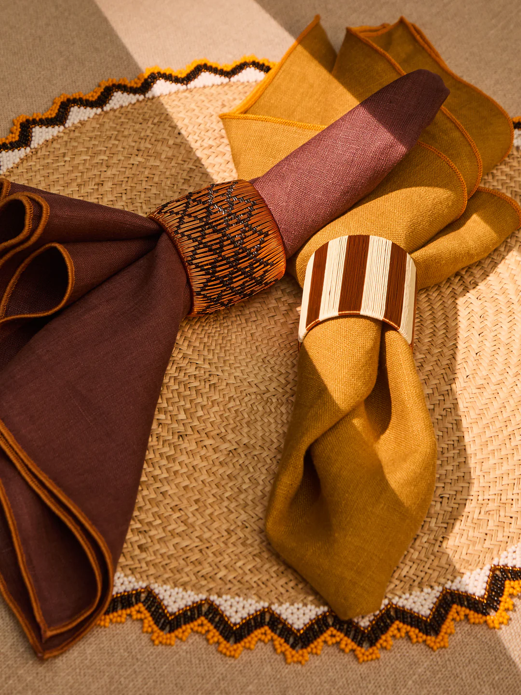 CasaLatina Pacifico Handwoven Werregue Palm Napkin Rings (Set of 4)