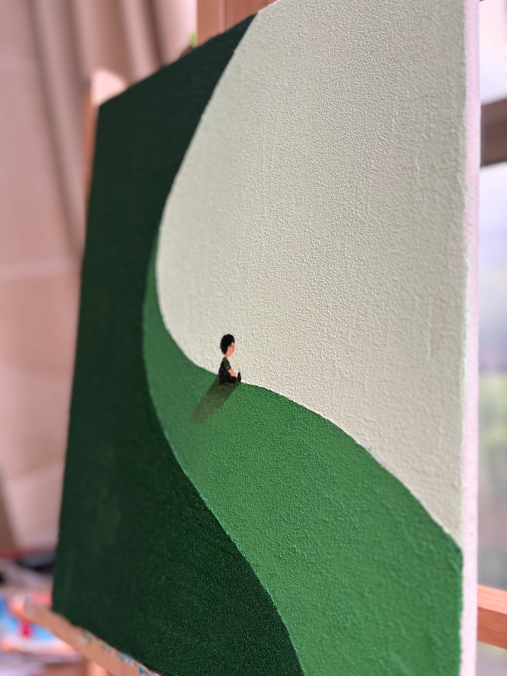 The Silent Path" | Original Textured Acrylic & Quartz Sand Painting - 12x16 By Jane