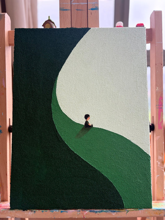 The Silent Path" | Original Textured Acrylic & Quartz Sand Painting - 12x16 By Jane