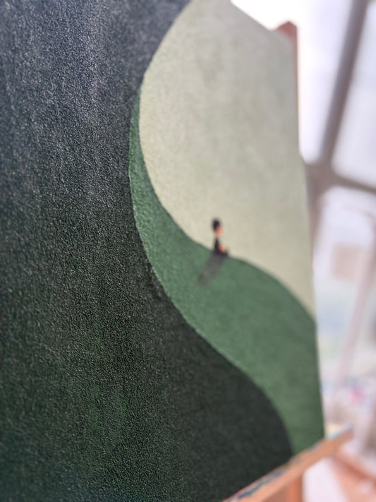 The Silent Path" | Original Textured Acrylic & Quartz Sand Painting - 12x16 By Jane