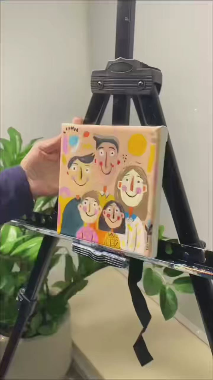 Playful Family Harmony Series | Original Oil Painting | Minimalist Art | 6 × 6 inches